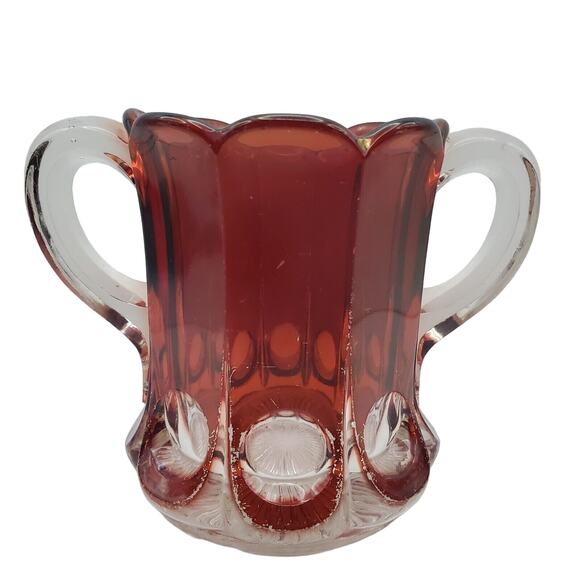 Ruby Stained Glass Spooner EAPG New Martinsville Placid Thumbprint 704 Antique - Picture 8 of 8